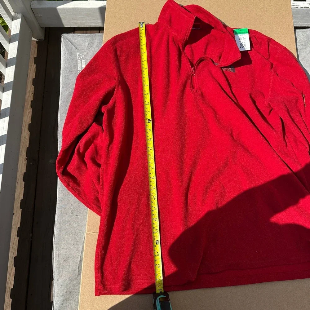 The North Face Mens TKA 100 Polartec Quarter Zip Fleece Pullover Red Medium
